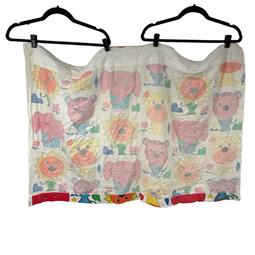 Fabric Panel Curtains 3 Animal Print Vintage Nursery Cartoon Animals Whimsical 4